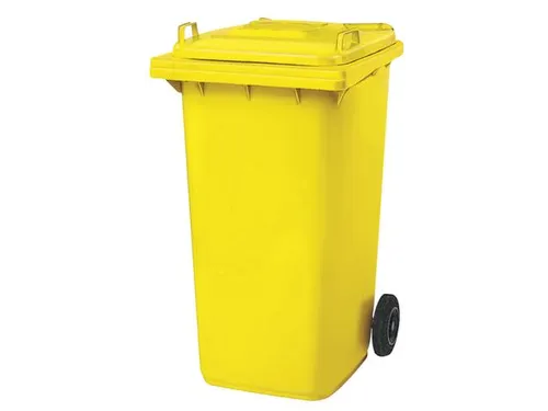 Vuilcontainer PE 240 liter HxBxD 1100x580x740mm met wielen geel