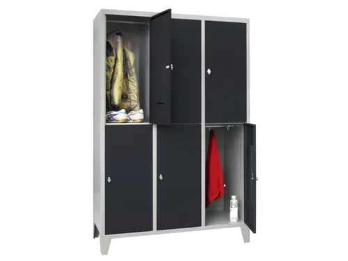 lockerkast,HxBxD 1850x1200x500mm,3x2vakken,RAL7035,front RAL7016