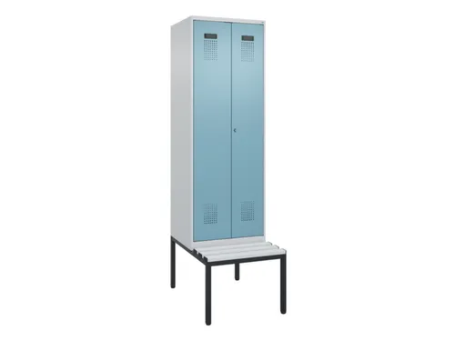 locker met bank,voor scheiding van kleding,HxBxD 2120x600x815mm,2vak