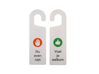 Kunststof deurhanger 250x75mm Voel je welkom - Nu even niet Wit - 1