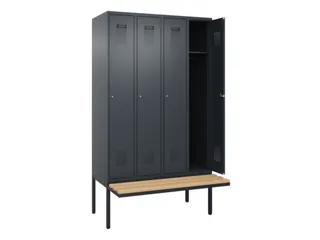 locker met bank,HxBxD 2120x1200x815mm,4vak,vak B 300mm,cilinderslot - 1