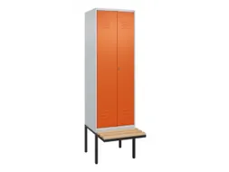 PBM-locker met bank,HxBxD 2120x600x815mm,2vak,vak B 300mm,cil.-slot