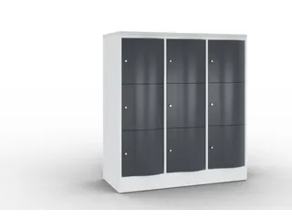 lockerkast cil.slot 1255x1150x540mm 3x3 vakken RAL7035 front RAL7021 - 1