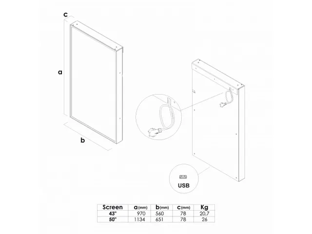Digitaal Paneel Smart Line Met 50 inch Samsung Scherm Zwart