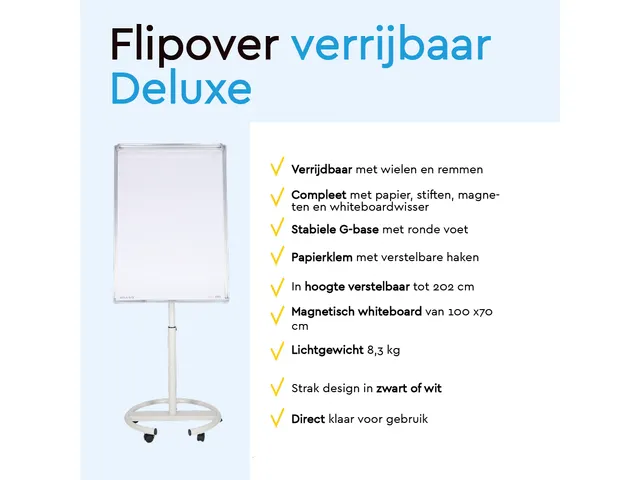 BRASQ Flipover Mobiel Deluxe 70x100cm Magnetisch Wit met accessoires