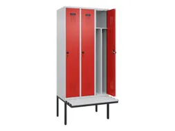 locker met bank,voor scheiding van kleding,HxBxD 2120x900x815mm,3vak