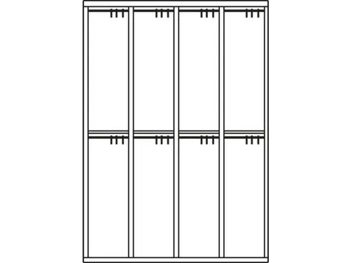 dubbeldekse locker,HxBxD 1850x1200x500mm,4x2vak.,RAL7035,front RAL6011