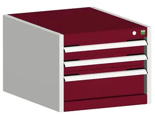 ladekast HxBxD 400x525x525mm 3laden RAL7035 front RAL3004 - 1