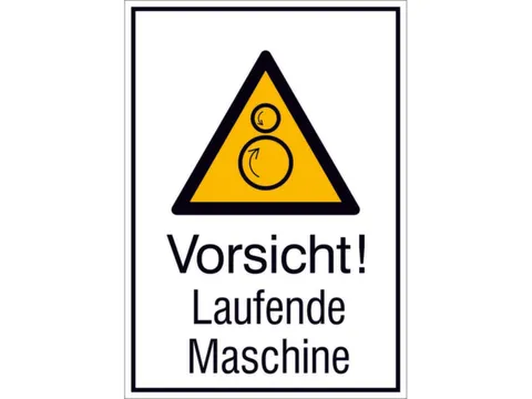 waarschuwings-combibord,v. binnen/buiten,Pas op! Draaiende machine
