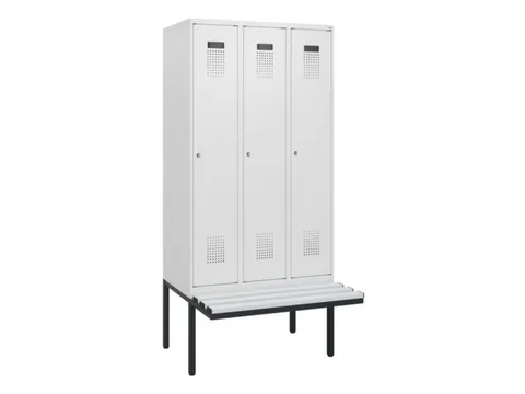 locker met bank,HxBxD 1950x900x815mm,3vak,vak B 300mm,cilinderslot