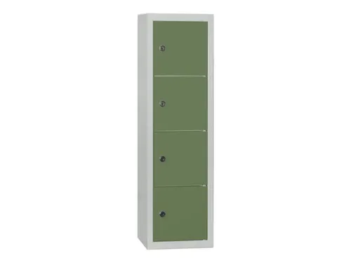 lockerkast,HxBxD 778x225x200mm,1x4vakken,RAL7035,front RAL6011