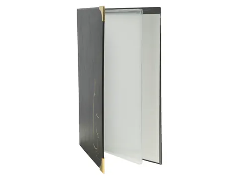 Wijnkaart Securit 4 tas zwart A4 lederlook