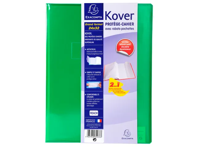 Protège-cahier translucide Kover - 24x32cm - Couleurs assorties