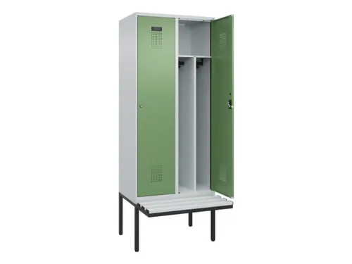 locker met bank,voor scheiding van kleding,HxBxD 2120x800x815mm,2vak