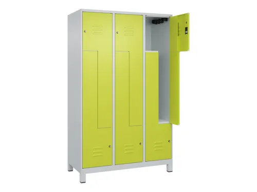 Z-garderobekast,HxBxD 1950x1200x500mm,vak B 200/400mm,cil.-slot,voeten