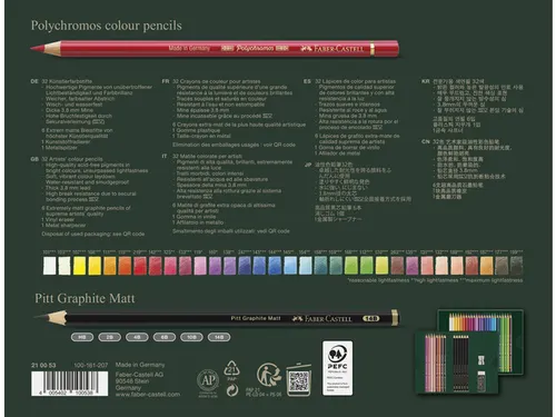 Tekenset Faber-Castell Polychromos en Pitt Grafiet Mat 40-delig
