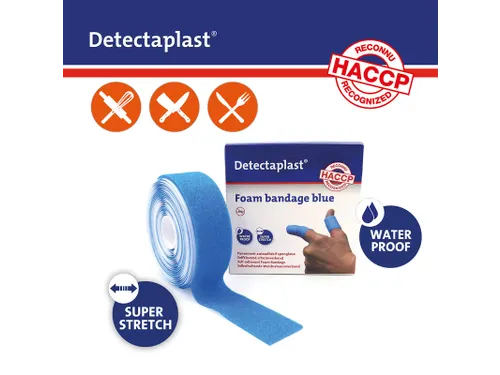 Detectaplast Zelfklevend schuimverband 3cmx4.5mtr Blauw