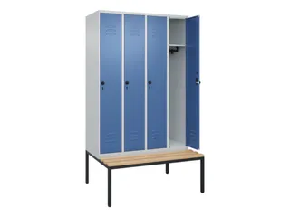 locker met bank,HxBxD 2120x1200x815mm,4vak,vak B 300mm,draaigrendel - 2