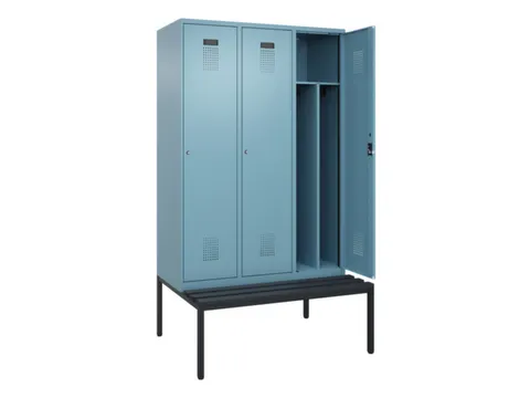 locker met bank,voor scheiding van kleding,HxBxD 2120x1200x815mm,3vak