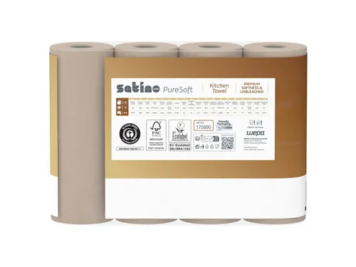 Keukenrol Satino 175891 PureSoft 3laags 4x64 vel naturel