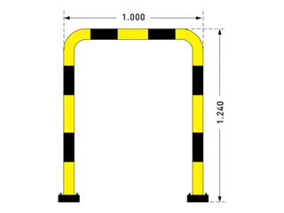 beschermbeugel,v. binnen,HxB 1300x2000mm,uitneembaar,staal,geel/zwart - 2