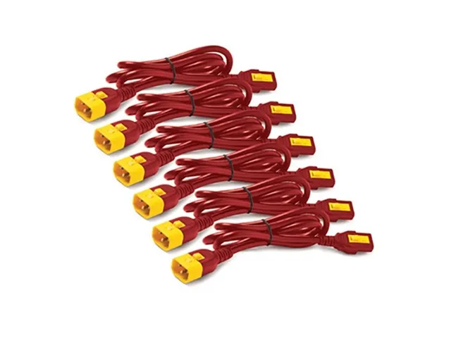 Voedingskabelkit (6 ea), met vergrendeling, C13 naar C14, 1,2m, rood