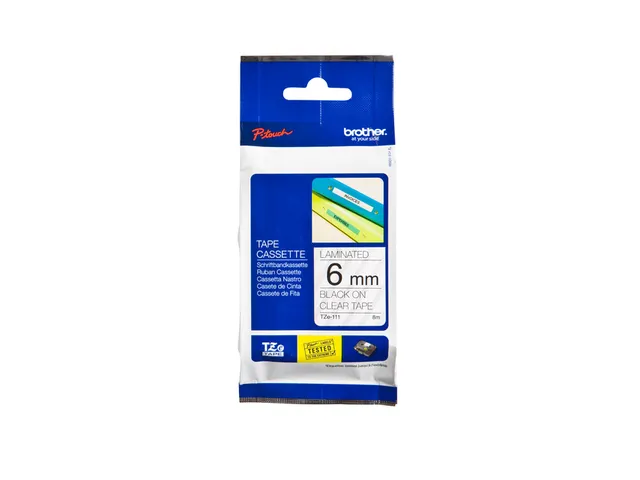 Labeltape Brother P-touch TZe-111 standaard 6mm zwart op transparant