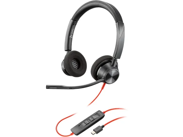 Poly Blackwire 3320 Stereo USB-C Headset + USB-C/A adapter