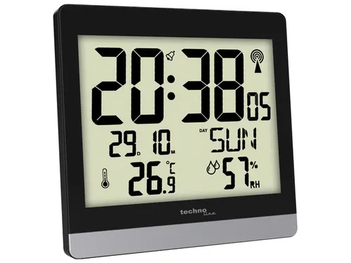 Digitale wandklok Technoline WS 8014 200x189x29mm zwart/zilver