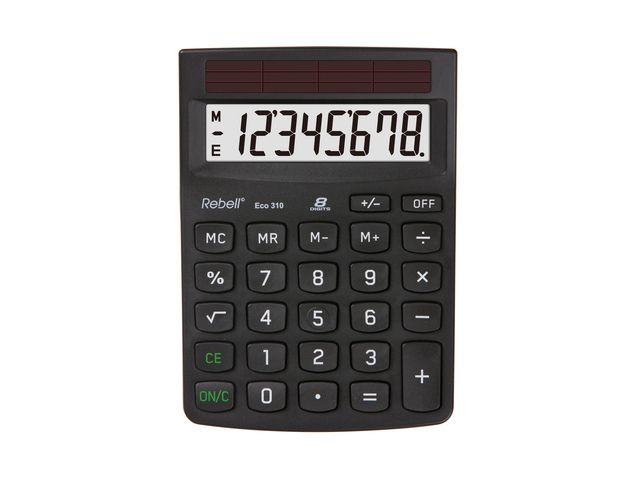 Calculator Rebell ECO 310 BX zwart desk 8 digit Blauwe Engel certifica | RekenmachinesWinkel.be