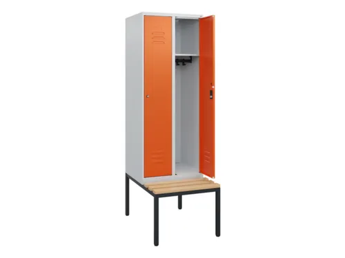 locker met bank,HxBxD 1950x600x815mm,2vak,vak B 300mm,cil.-slot