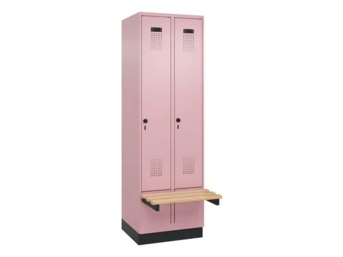 locker met bank,HxBxD 1950x600x815mm,2vak,vak B 300mm,draaigrendel