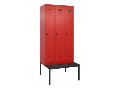 locker met bank,voor scheiding van kleding,HxBxD 2120x900x815mm,3vak
