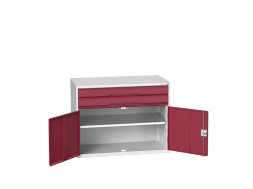 ladekast HxBxD 800x1050x550mm 2laden 2deuren RAL7035 front RAL3004