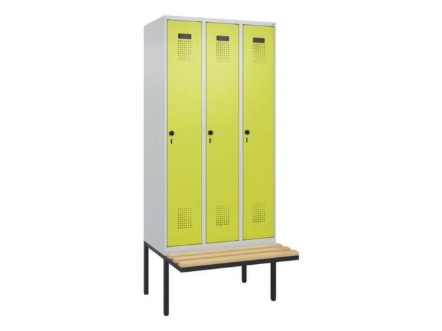 locker met bank,voor scheiding van kleding,HxBxD 2120x900x815mm,3vak