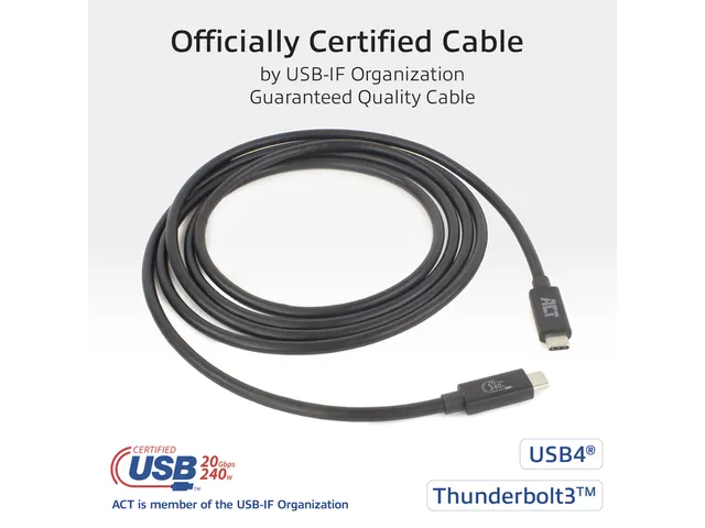 Kabel ACT USB-C 4.0 20Gbps Thunderbolt 3 2m