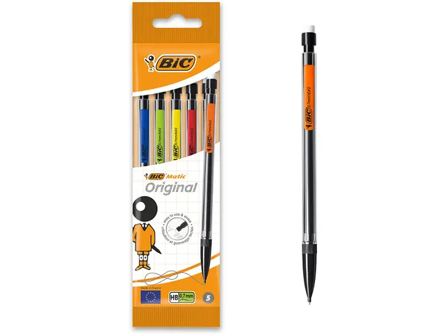 Vulpotlood Bic Matic Original HB 0.7mm assorti zak à 5 stuks