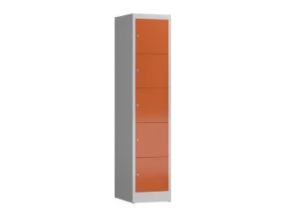 Lockerkast 1800x415x500mm 1x5 vakken cilinderslot, sokkel, RAL3000 - 1
