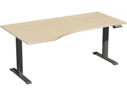 In hoogte verstelbaar bureau in vrije vorm,HxBxD 730-1230x1800x1000mm