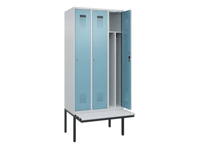 locker met bank,voor scheiding van kleding,HxBxD 2120x900x815mm,3vak
