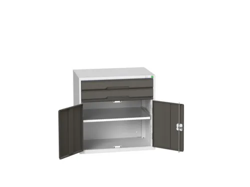 ladekast HxBxD 800x800x550mm 2laden 2deuren RAL7035 front RAL7016