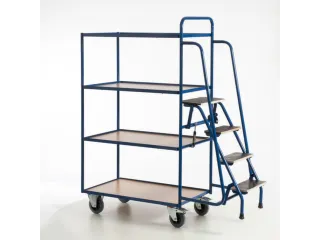 Orderverzamelwagen 990x590mm Totale H 1900mm 4 Etages Hout Ral5010 - 9
