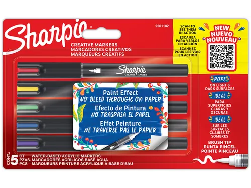 Creatieve marker Sharpie brushpunt assorti blister à 5 stuks