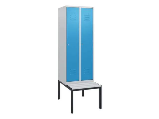 locker met bank,HxBxD 1950x600x815mm,2vak,vak B 300mm,cil.-slot