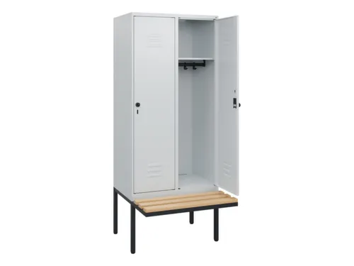 locker met bank,HxBxD 1950x800x815mm,2vak,vak B 400mm,draaigrendel