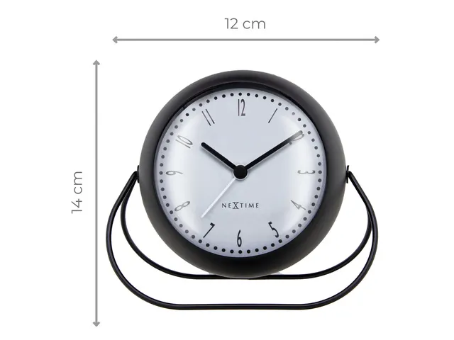 Wekker NeXtime Bubble alarm clock 11x8cm zwart metaal