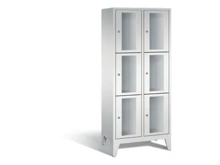 lockerkast 1850x810x500mm 2x3 vakken Cilinderslot Poten, RAL7035 - 2