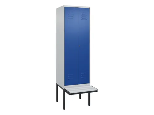PBM-locker met bank,HxBxD 2120x600x815mm,2vak,vak B 300mm,cil.-slot