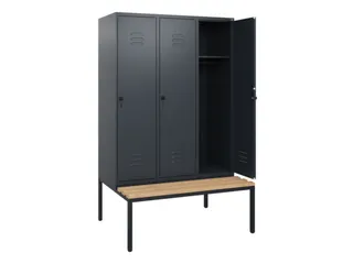 locker met bank,HxBxD 1950x1200x815mm,3vak,vak B 400mm,draaigrendel - 2