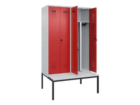 PBM-locker met bank,HxBxD 2120x1200x815mm,4vak,vak B 300mm